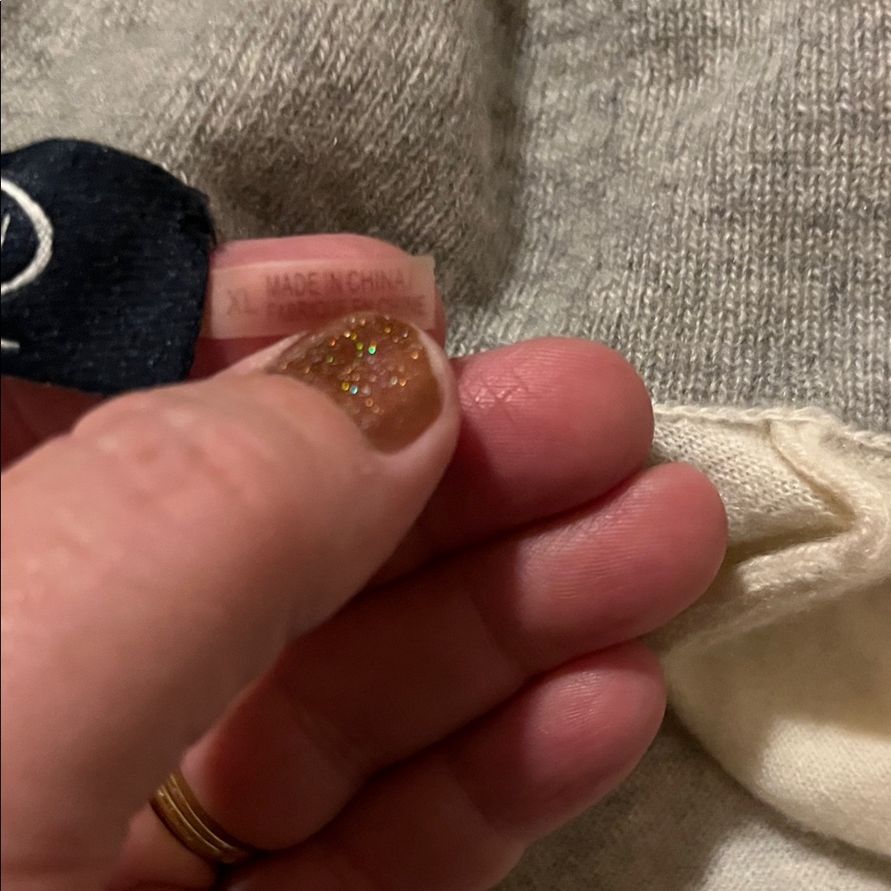 Chic Cream and Gray Cashmere Open-Front Cardigan - Picture 11 of 13